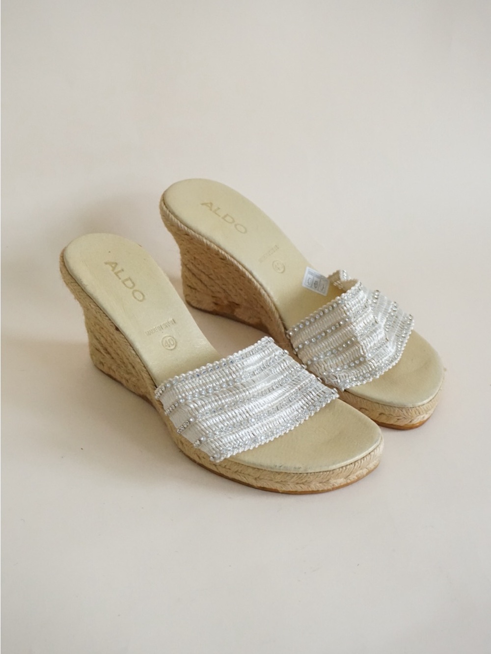 VTG Aldo Beaded Mesh Y2K Braided Wedge Sandals Made in Brazil - Size 40 / 9.5